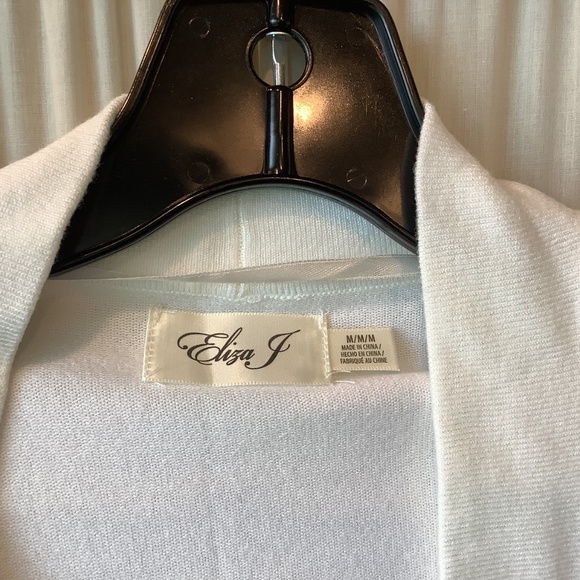 Eliza J White Bolero Knit Shrug Cardigan 3/4 Sleeve Size Medium - Picture 7 of 8